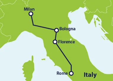 Rome Italy to Milan Italy